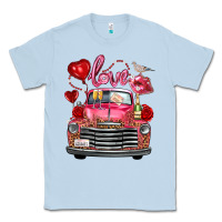 Dusty Blue Western Valentines Day Truck Love Bird Letter Classic Tee - FaDigitalArtStudio