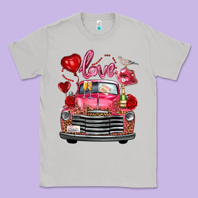 Western Valentines Day Truck Love Bird Letter Classic Tee Designed By Fadigitalartstudio