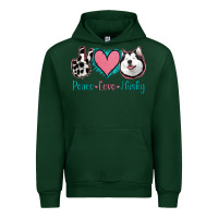 Forest Green Peace Love Husky Urban Hoodie - Jasminsmagicworld