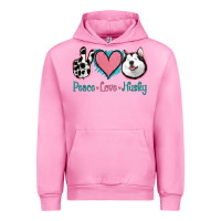 Fuchsia Pink Peace Love Husky Urban Hoodie - Jasminsmagicworld