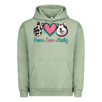 Pigment Oil Green Peace Love Husky Urban Hoodie - Jasminsmagicworld