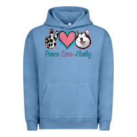 Pigment Pebble Blue Peace Love Husky Urban Hoodie - Jasminsmagicworld