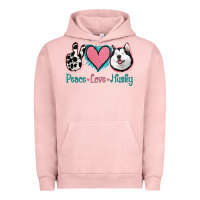 Pigment Salmon Peace Love Husky Urban Hoodie - Jasminsmagicworld