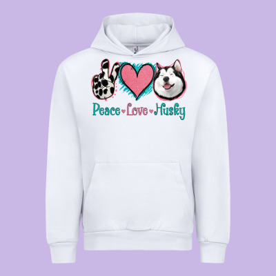Peace Love Husky Urban Hoodie Designed By Jasminsmagicworld