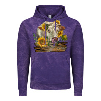 Cloud Purple charolais cow with sunflowers Vintage Hoodie - LillyAllenDesigns
