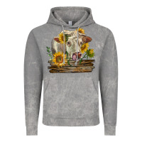 Cloud Rock charolais cow with sunflowers Vintage Hoodie - LillyAllenDesigns