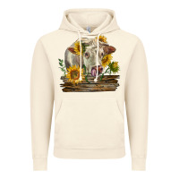 Vintage Artic charolais cow with sunflowers Vintage Hoodie - LillyAllenDesigns
