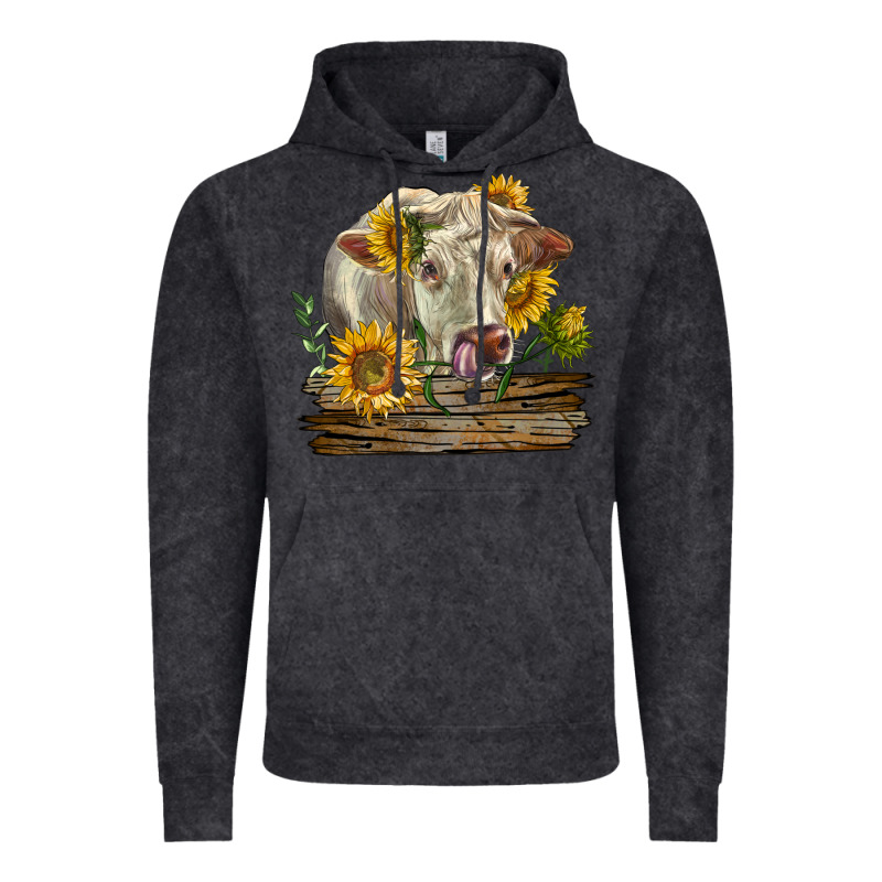 Charolais Cow With Sunflowers Vintage Hoodie by LillyAllenDesigns | Teevron