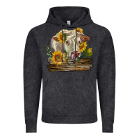 Vintage Black charolais cow with sunflowers Vintage Hoodie - LillyAllenDesigns