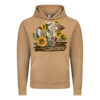 Vintage Camel charolais cow with sunflowers Vintage Hoodie - LillyAllenDesigns