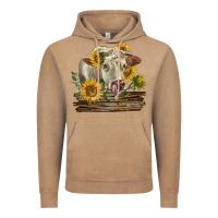 Vintage Coffee charolais cow with sunflowers Vintage Hoodie - LillyAllenDesigns