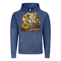 Vintage Denim charolais cow with sunflowers Vintage Hoodie - LillyAllenDesigns
