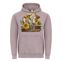 Vintage Zinc charolais cow with sunflowers Vintage Hoodie - LillyAllenDesigns