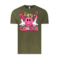 Vintage Olive hey cancer with middle fingers Vintage Tee - LillyAllenDesigns