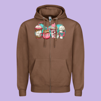 Volleyball Coffee Zipper Hoodie Designed By Jasminsmagicworld