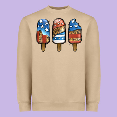 Patriotic Leopard Popsicles Heavyweight Sweatshirt Designed By Jasminsmagicworld
