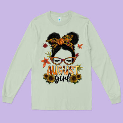 August Girl Long Sleeve Tee Designed By Sublimationcraftshop
