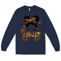 Navy august girl Long Sleeve Tee - SublimationCraftShop