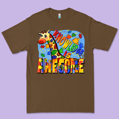 Knowledge Is Awesome Autism Giraffe Premium Tee Designed By Fadigitalartstudio