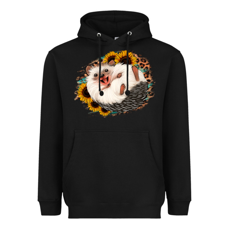 Happy Hedgehog Sunflower Leopard Heavyweight Hoodie by Jasminsmagicworld | Teevron