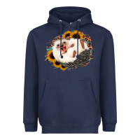 Navy happy hedgehog sunflower leopard Heavyweight Hoodie - Jasminsmagicworld
