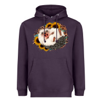 Plum happy hedgehog sunflower leopard Heavyweight Hoodie - Jasminsmagicworld