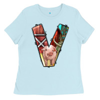 Baby Blue farm life alphabet lowercase letters v Ladies Tee - BundleAndBundleShop