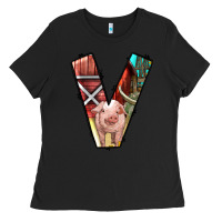 Black farm life alphabet lowercase letters v Ladies Tee - BundleAndBundleShop