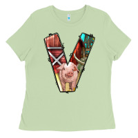Matcha farm life alphabet lowercase letters v Ladies Tee - BundleAndBundleShop