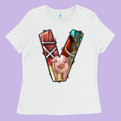 Farm Life Alphabet Lowercase Letters V Ladies Tee Designed By Bundleandbundleshop
