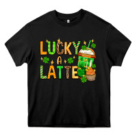 Black St. Patrick's Lucky a latte Heavy Core Tee - OliviaCreatesArt