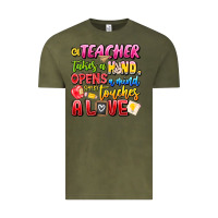 Vintage Olive a Teacher Takes a Hand Opens a mind and Touches A Vintage Tee - CowhideDigitalArt