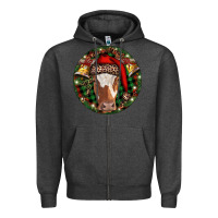 Charcoal Heather Longhorn Cow Christmas Zipper Hoodie - RanaPortraitStore