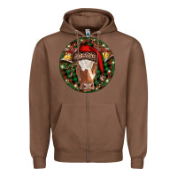 Chestnut Longhorn Cow Christmas Zipper Hoodie - RanaPortraitStore