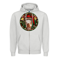 Dove Grey Longhorn Cow Christmas Zipper Hoodie - RanaPortraitStore