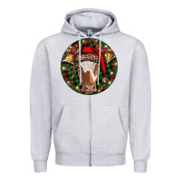 Heather Grey Longhorn Cow Christmas Zipper Hoodie - RanaPortraitStore