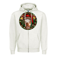 Oatmeal Heather Longhorn Cow Christmas Zipper Hoodie - RanaPortraitStore