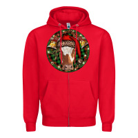 Red Longhorn Cow Christmas Zipper Hoodie - RanaPortraitStore