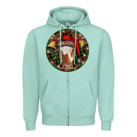 Seafoam Longhorn Cow Christmas Zipper Hoodie - RanaPortraitStore