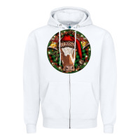 White Longhorn Cow Christmas Zipper Hoodie - RanaPortraitStore