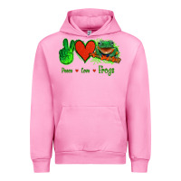 Fuchsia Pink Peace Love Frogs Urban Hoodie - Jasminsmagicworld