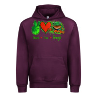 Mauve Wine Peace Love Frogs Urban Hoodie - Jasminsmagicworld