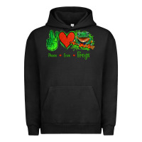 Pigment Black Peace Love Frogs Urban Hoodie - Jasminsmagicworld