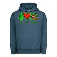 Pigment Midnight Navy Peace Love Frogs Urban Hoodie - Jasminsmagicworld