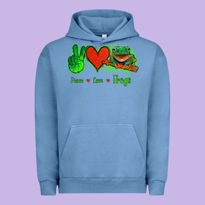 Peace Love Frogs Urban Hoodie Designed By Jasminsmagicworld