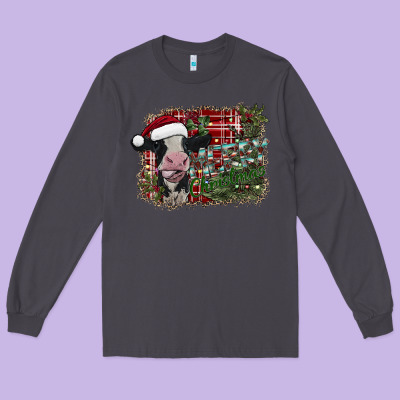 Merry Christmas Long Sleeve Tee Designed By Sublimationcraftshop