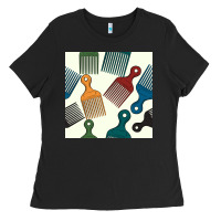 Afro Combs Seamless Patterns Ladies Tee | Teevron