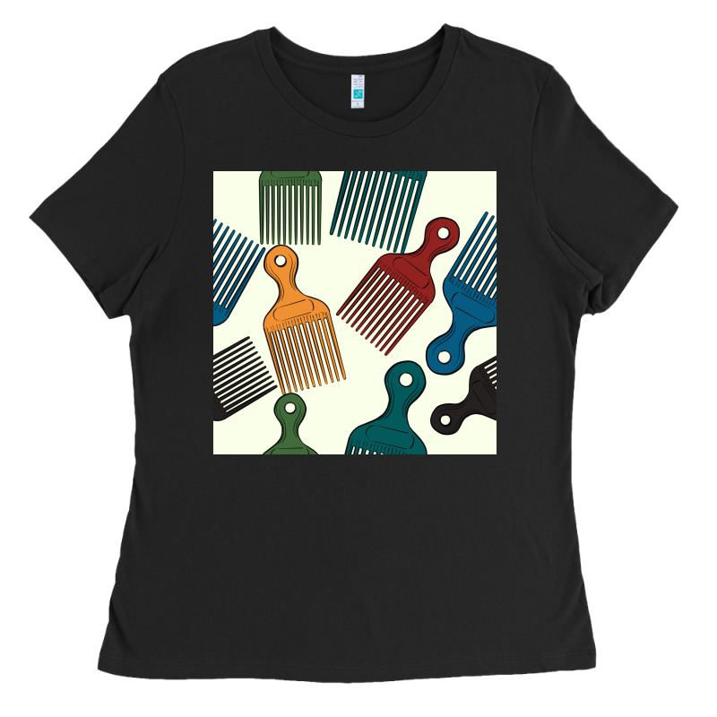 Afro Combs Seamless Patterns Ladies Tee by BundleAndBundleShop | Teevron