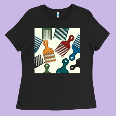 Afro Combs Seamless Patterns Ladies Tee Designed By Bundleandbundleshop