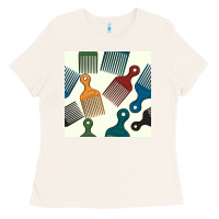 Bone afro combs seamless patterns Ladies Tee - BundleAndBundleShop